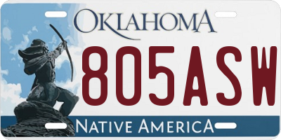 OK license plate 805ASW