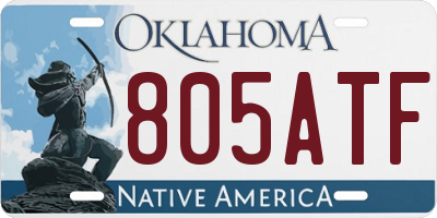 OK license plate 805ATF