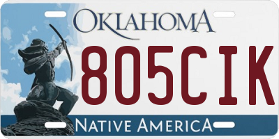 OK license plate 805CIK