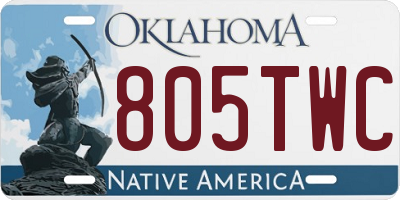 OK license plate 805TWC