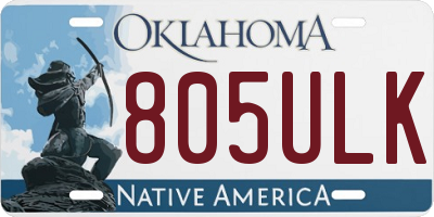 OK license plate 805ULK