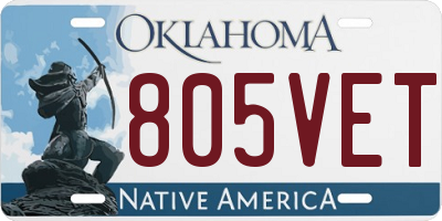 OK license plate 805VET