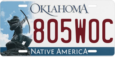 OK license plate 805WOC