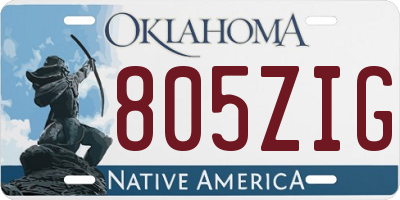 OK license plate 805ZIG