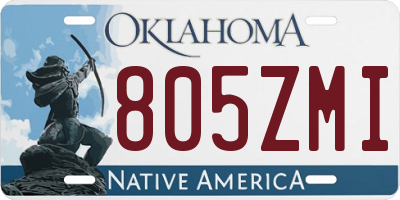 OK license plate 805ZMI