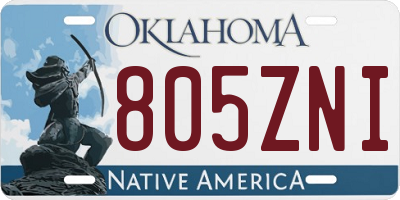 OK license plate 805ZNI