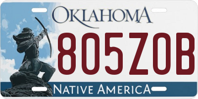 OK license plate 805ZOB