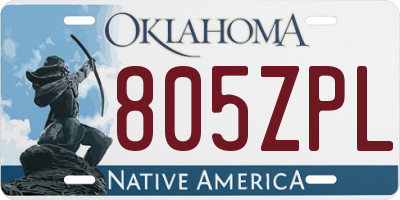 OK license plate 805ZPL