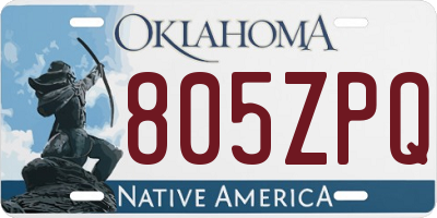 OK license plate 805ZPQ