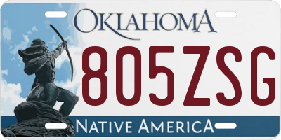 OK license plate 805ZSG