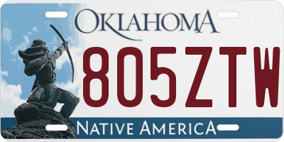 OK license plate 805ZTW