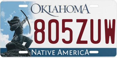 OK license plate 805ZUW