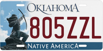 OK license plate 805ZZL