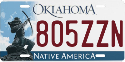 OK license plate 805ZZN