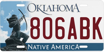 OK license plate 806ABK