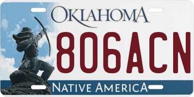 OK license plate 806ACN