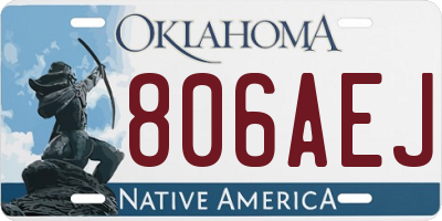 OK license plate 806AEJ