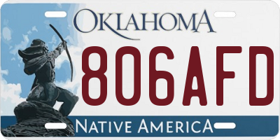 OK license plate 806AFD