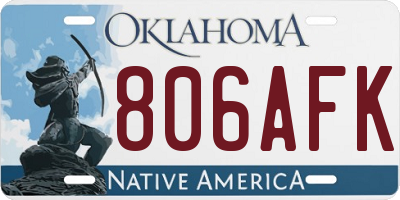 OK license plate 806AFK