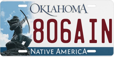 OK license plate 806AIN