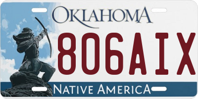 OK license plate 806AIX