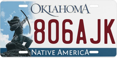 OK license plate 806AJK