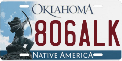OK license plate 806ALK