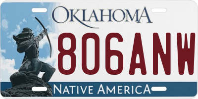 OK license plate 806ANW
