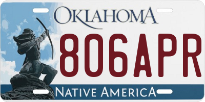 OK license plate 806APR