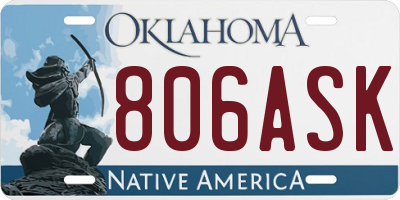 OK license plate 806ASK