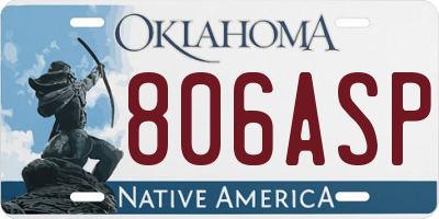 OK license plate 806ASP