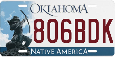 OK license plate 806BDK
