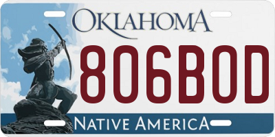 OK license plate 806BOD