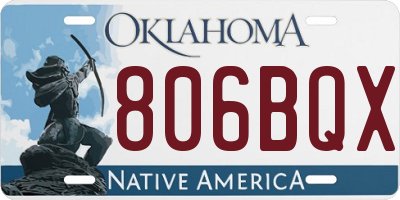 OK license plate 806BQX
