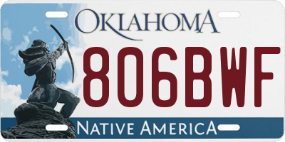 OK license plate 806BWF