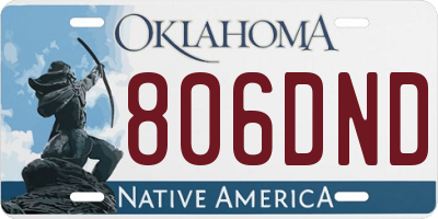 OK license plate 806DND