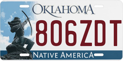 OK license plate 806ZDT