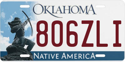 OK license plate 806ZLI