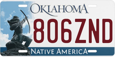 OK license plate 806ZND