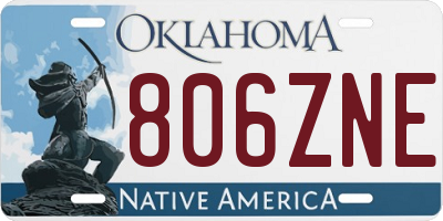OK license plate 806ZNE
