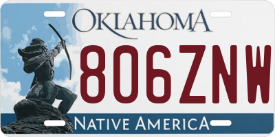 OK license plate 806ZNW