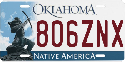 OK license plate 806ZNX