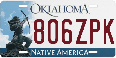 OK license plate 806ZPK
