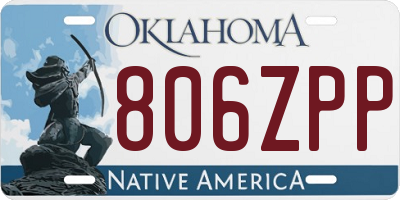 OK license plate 806ZPP