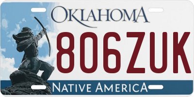 OK license plate 806ZUK