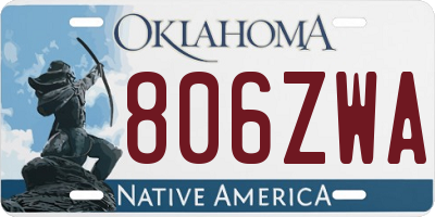 OK license plate 806ZWA