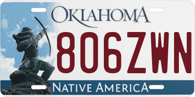 OK license plate 806ZWN