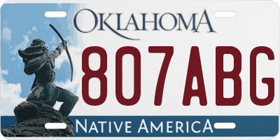 OK license plate 807ABG