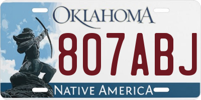 OK license plate 807ABJ