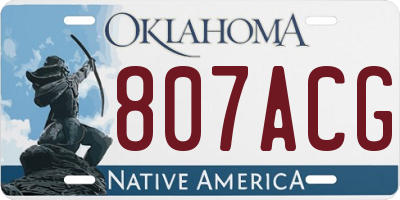 OK license plate 807ACG